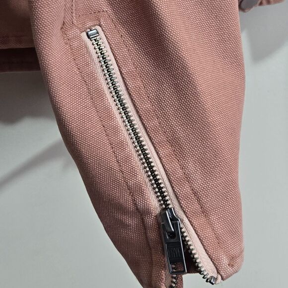 Frye Womens Moto Motorcycle Jacket Size Small Mauve Clay Canvas Denim Urban Boho - Picture 4 of 11